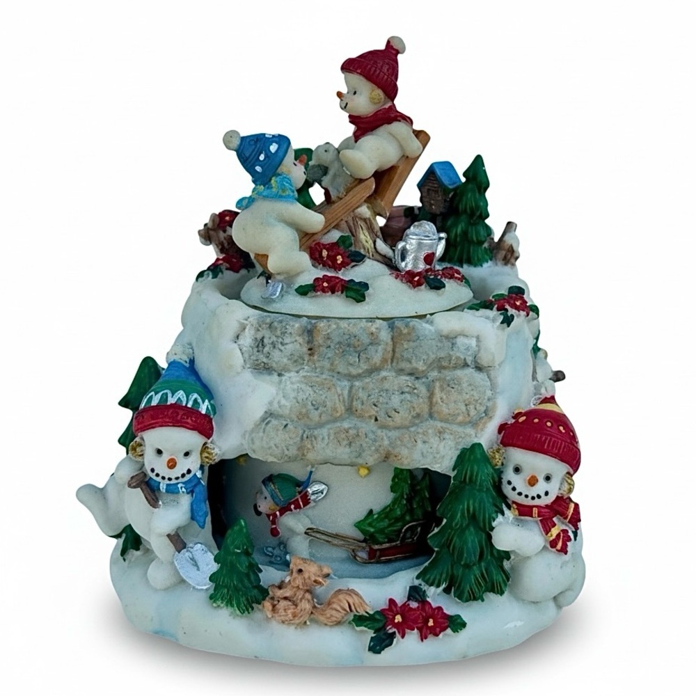 Vintage Avon Musical Snowman Figurine Frosty The Snowman Christmas Decor w/ Box